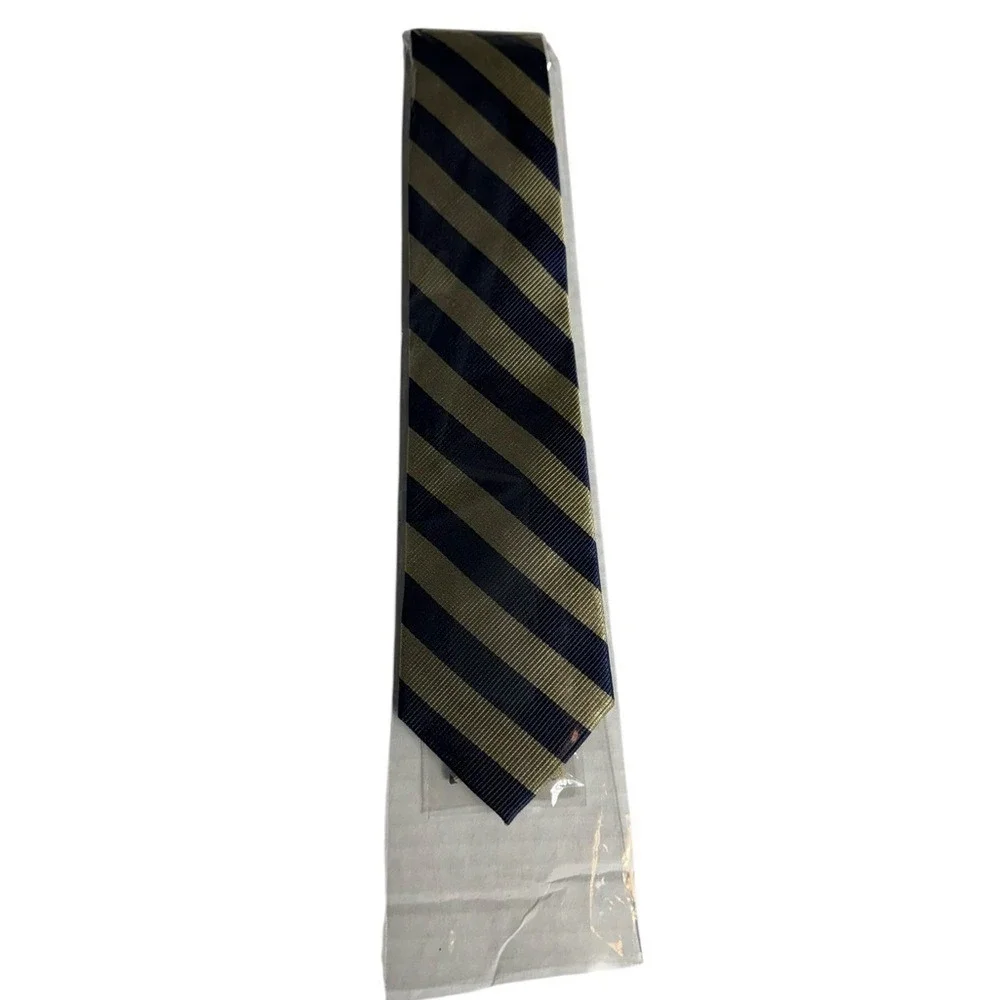 Smith & Logsdon‎ Mens Woven Tie Striped Blue Tan Preppy Academia New